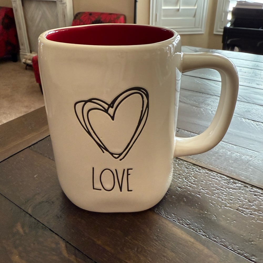 Rae Dunn White and Red Love Mug